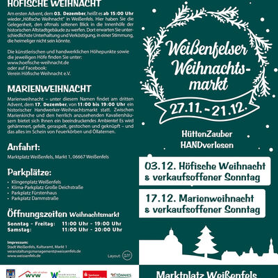 Bild vergr&ouml;&szlig;ern: Wei�enfelser Weihnachtsmarkt Flyer 1