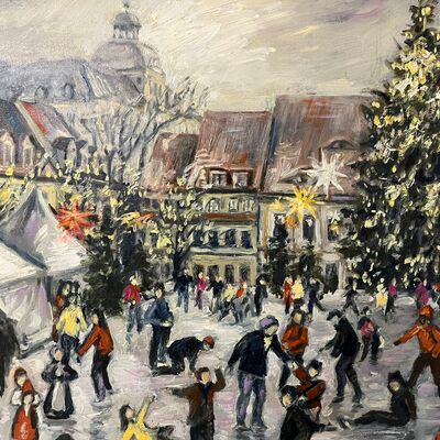 Bild vergr&ouml;&szlig;ern: Gem�lde Wei�enfelser Weihnachtsmarkt_Museum Wei�enfels