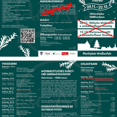 Bild vergr&ouml;&szlig;ern: Wei�enfelser Weihnachtsmarkt 2021 Flyer
